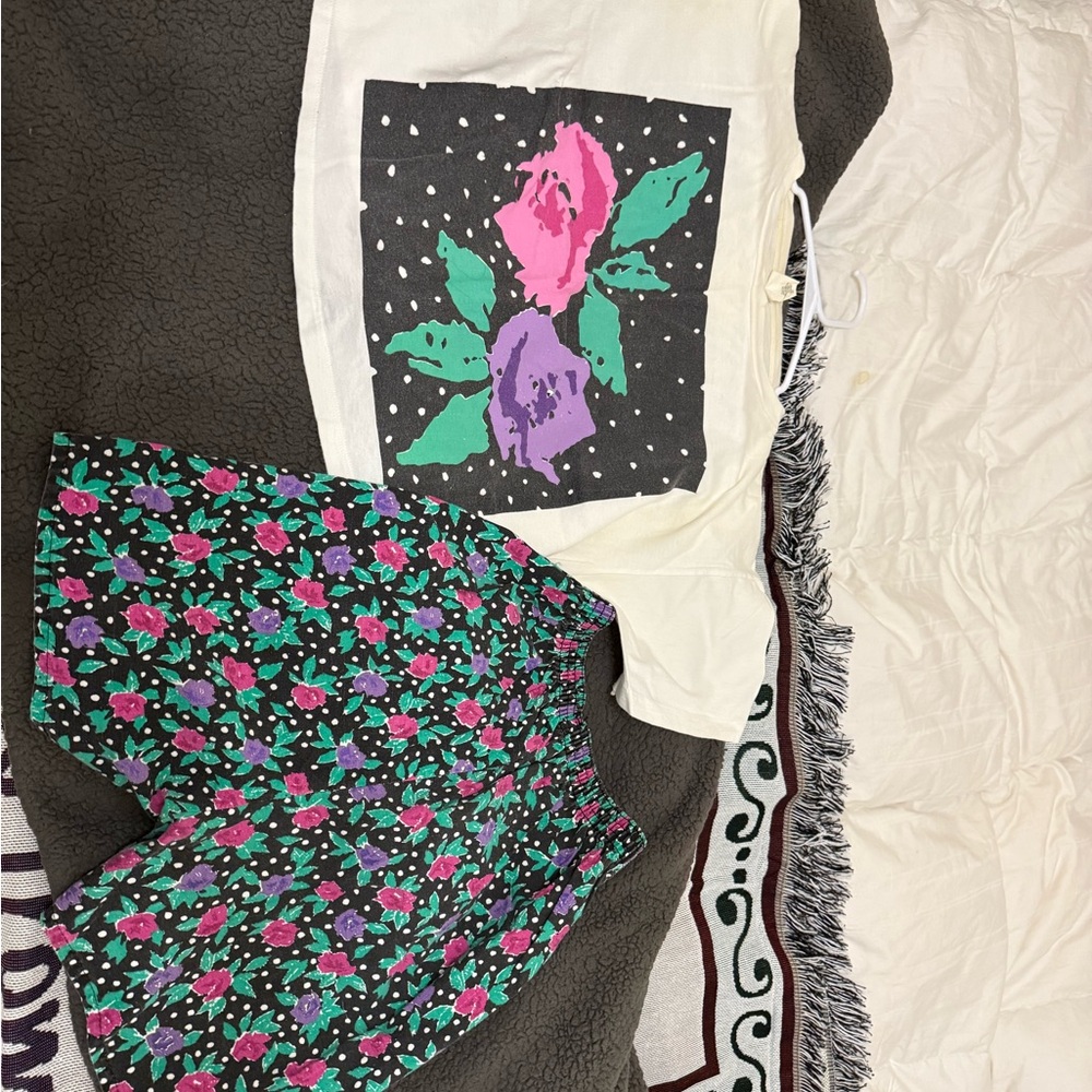 Vintage Floral Graphic Tee and Shorts Set